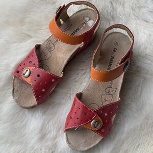 Romika Women Vibrant Red and Orange Sandals